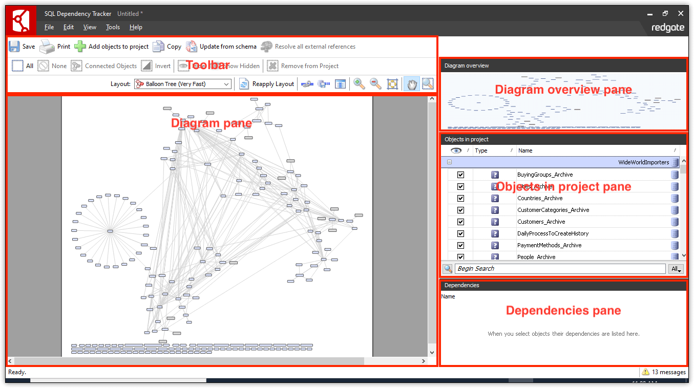 SQL Dependency Tracker interface