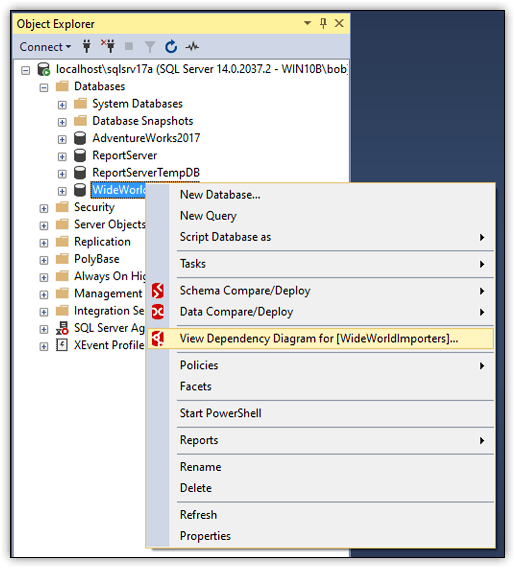 View Dependency diagram for a database in SSMS