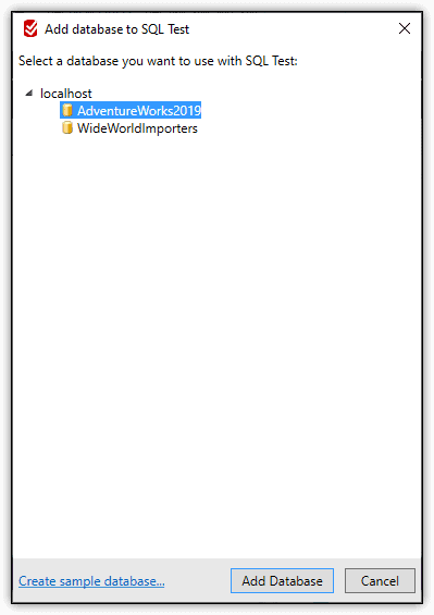 Adding the database you want to test