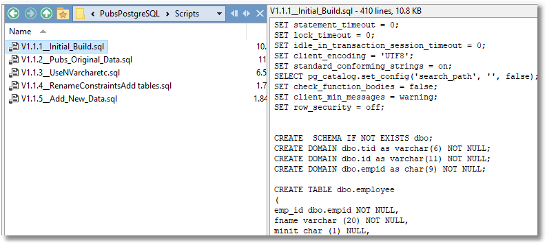 Flyway migration scripts for PostgreSQL