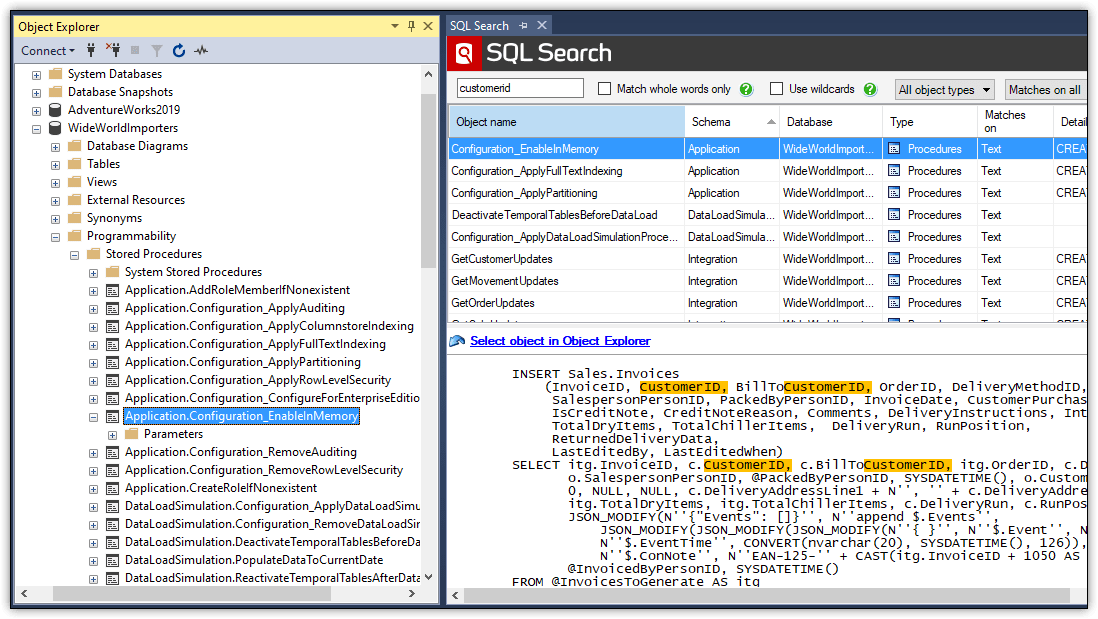 Locating objects in SSMS Object Explorer