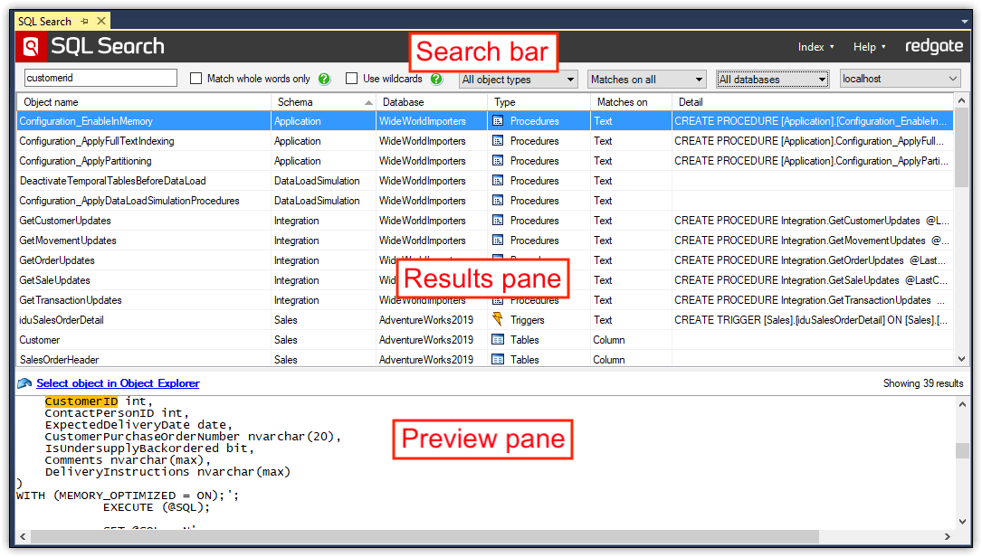 SQL Search UI