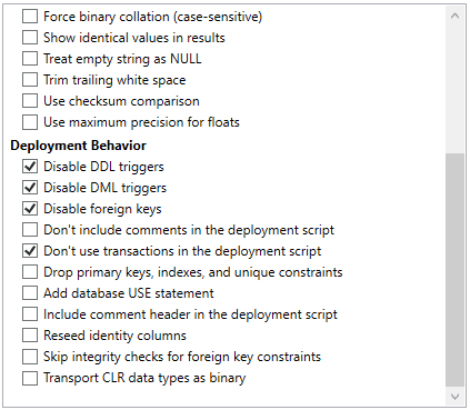 Disabling transactions in SQL Data Compare deployment scripts