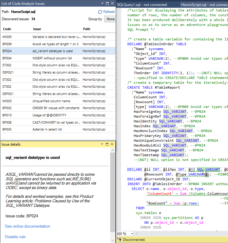 Investigating use of the sql_variant datatype