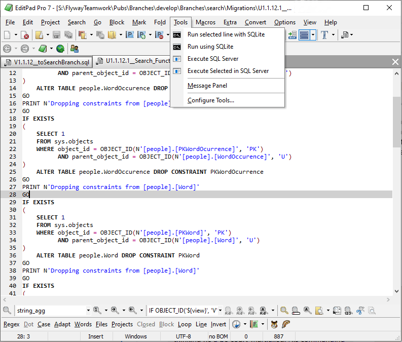 Adding a SQL formatter to your programmer's editor
