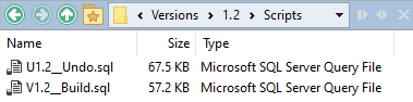 Build and undo scripts for every database version