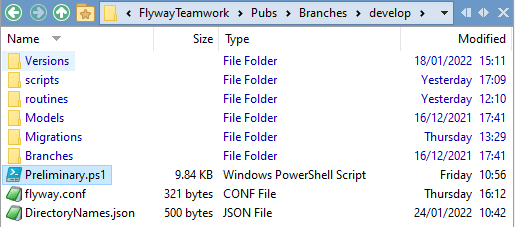 develop branch in source control
