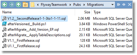 rolled up flyway migration script