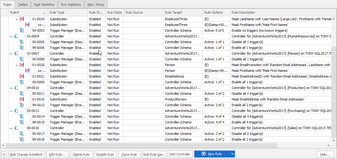 A masking set in Data masker, generated from data classifications in Data Catalog