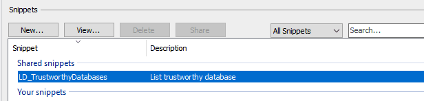 Accessing shared snippets