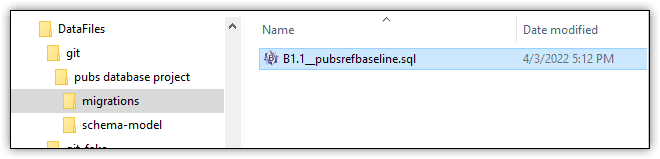 baseline migration file in flyway desktop project folder