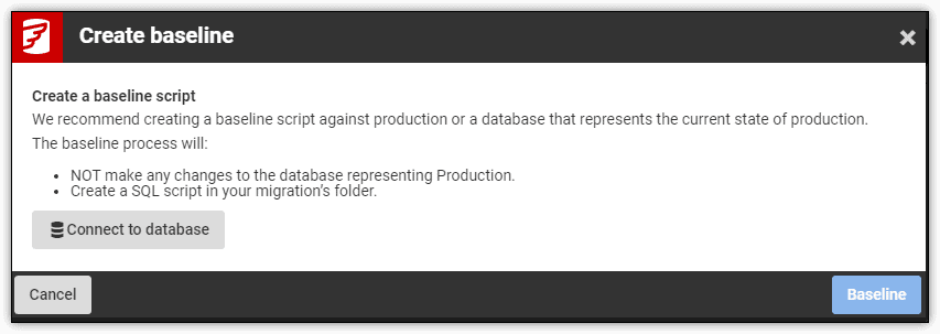 connect to database for creating baseline