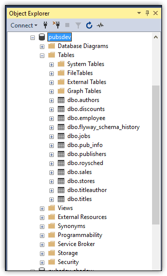 development database in SSMS