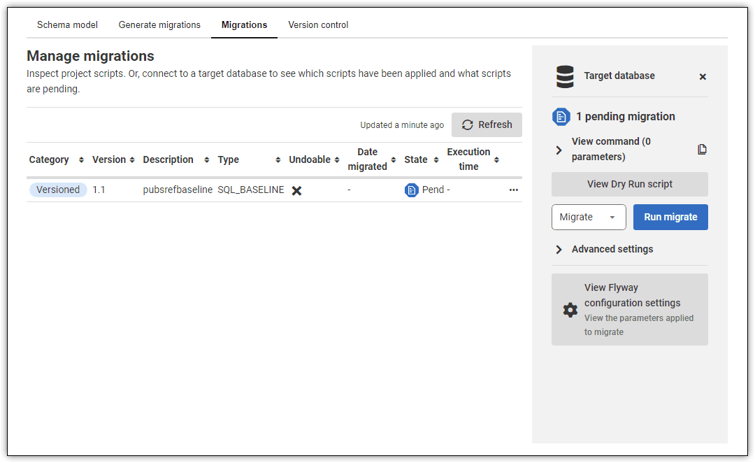 run migrations on target database