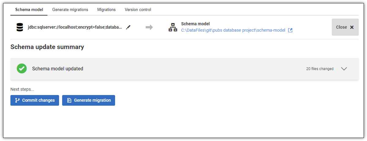 save schema-model to project