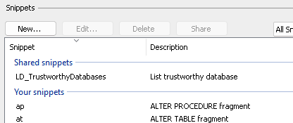 searching for shared snippets