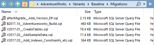 Building a database using a flyway baseline migration script