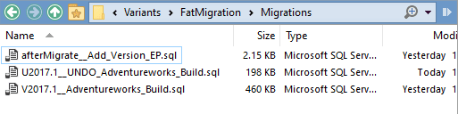 Building a database with a single migration script