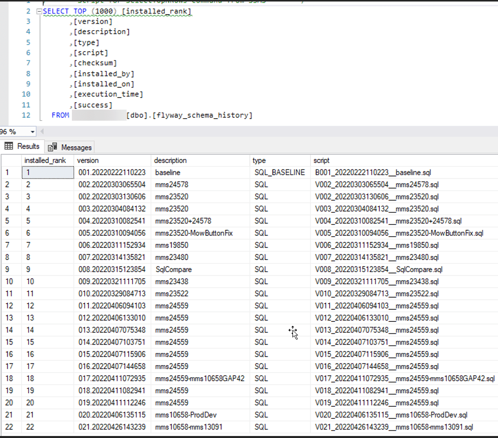 querying flyway_schema_history
