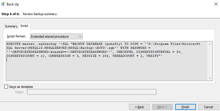 generating the backup command