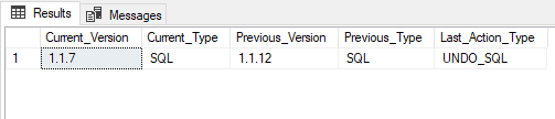 Reporting the flyway database version after an undo
