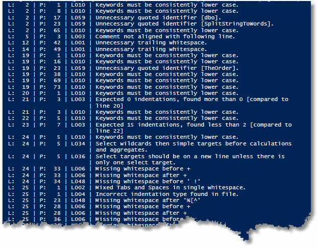 Code Quality check of flyway migration files using SQL Fluff 