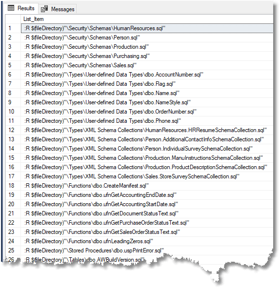 table manifest in SQLCMD