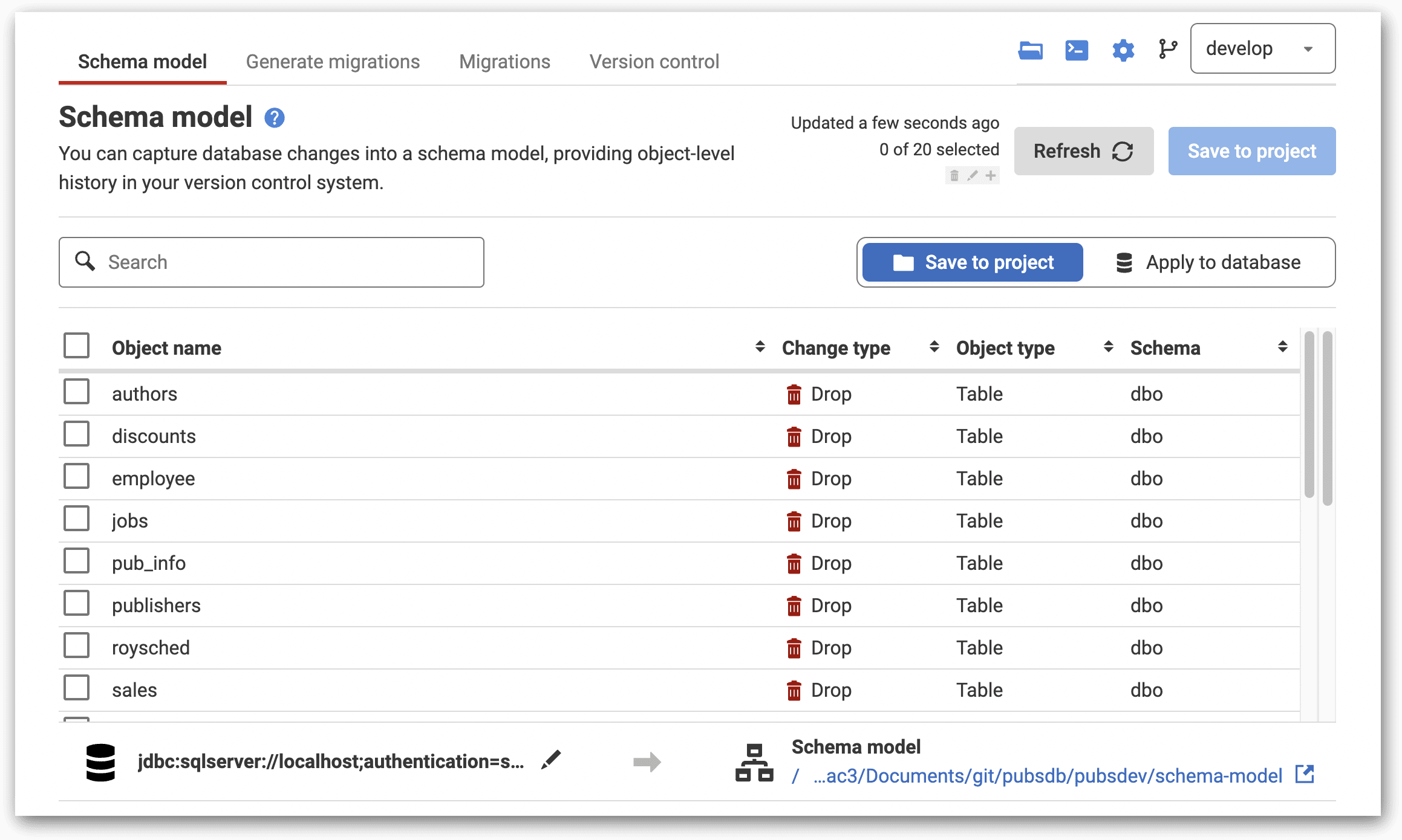 synchronizing development databases
