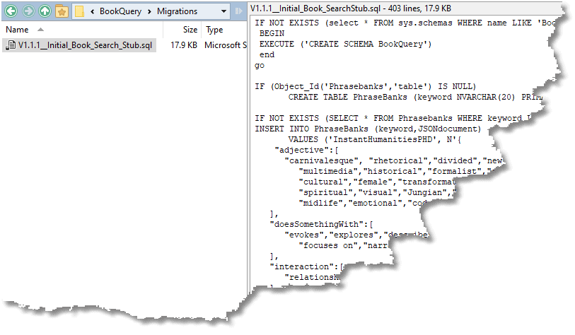 Flyway migration script to create a stub object for a production-only feature