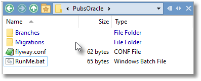 The Flyway project for our Pubs oracle database