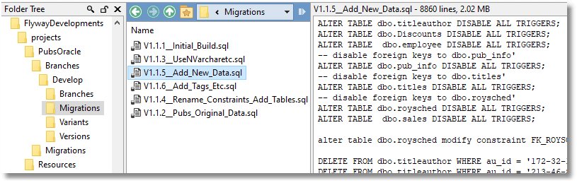 Flyway migration files for Oracle