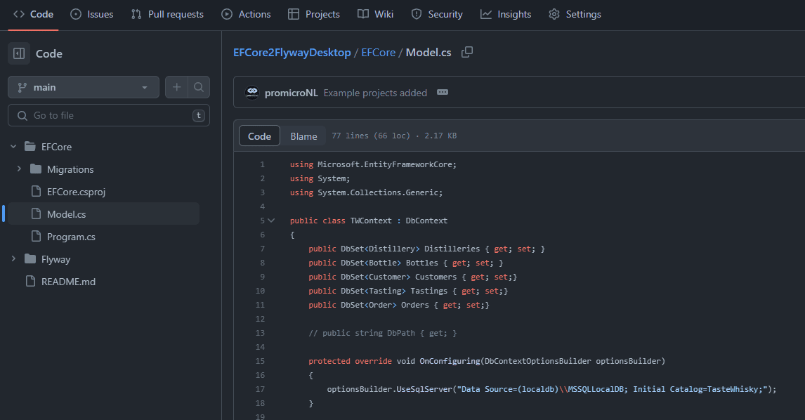 EF Core project in VS Code