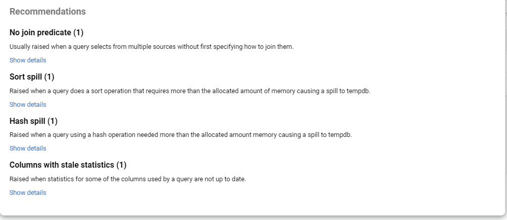 SQL Monitor query recommendations