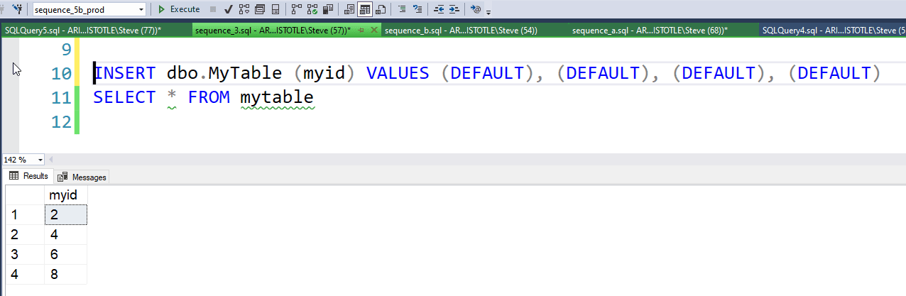 test sequence in database B