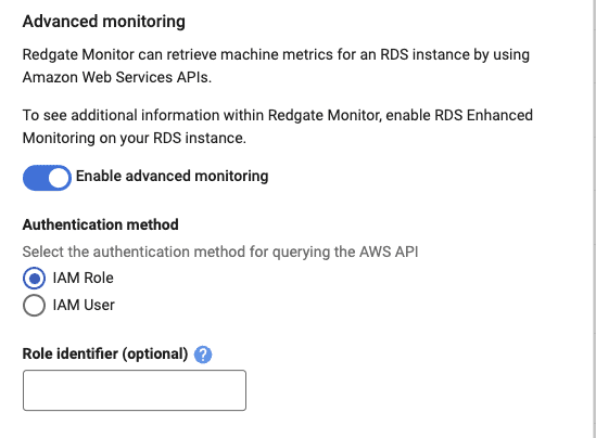Enhanced monitoring using IAM authentication