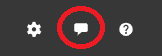 A red circle with a white bubble in it Description automatically generated