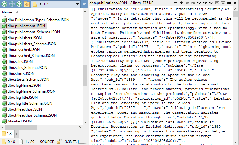 JSON data export demo