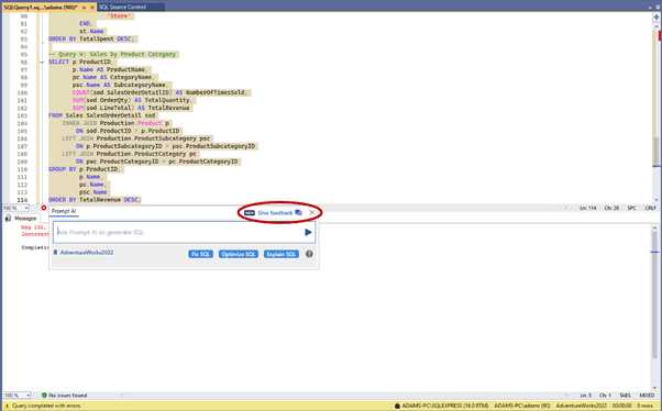 How to give feedback on Prompt AI within the app.