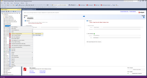 Screenshot of Redgate Schema Compare Deploy