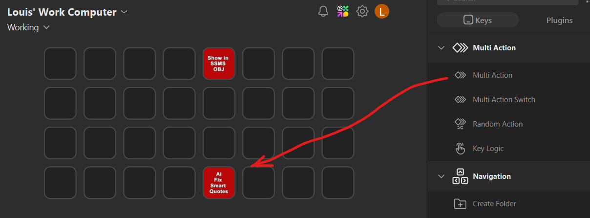Adding a Multi Action in Stream Deck