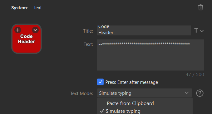 Adding a Text action in Stream Deck