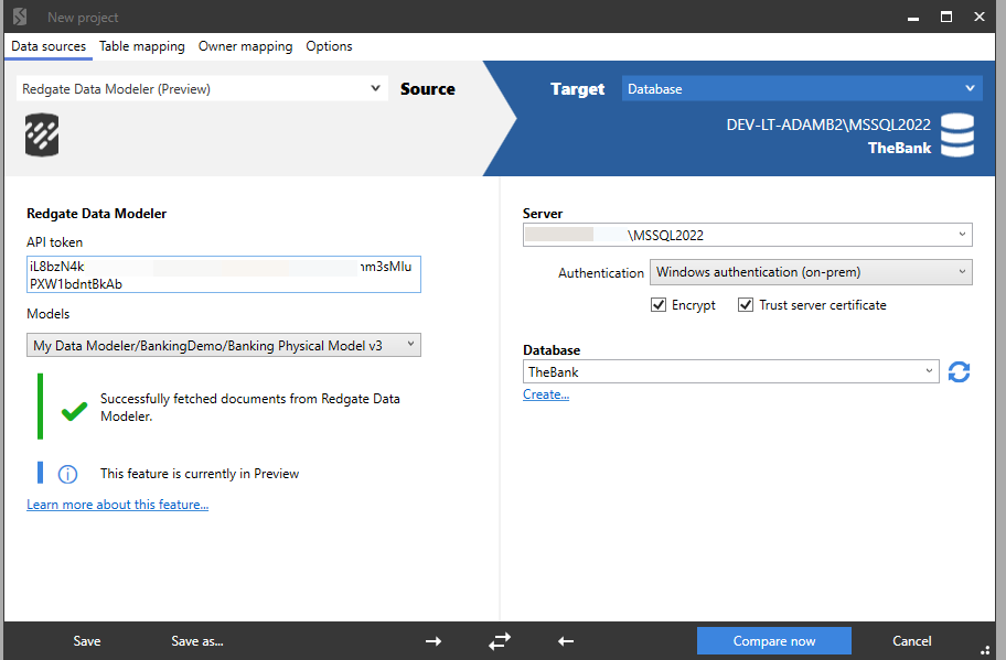 generating a migration script in SQL Compare